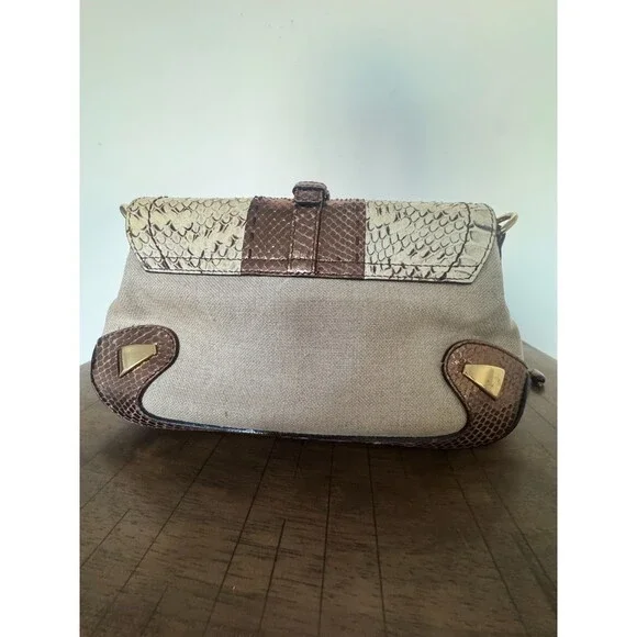 Dolce & Gabbana Y2K Brown Gold Leather & Jute Shoulder Bag Statement Charm Strap - Picture 15 of 16